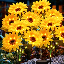 echosari 4 Pack Solar Lights Outdoor Waterproof, Sunflower Solar Stake Lights Auto ON/Off Solar Garden Decorative Lights for Lawn Pathway Landscape Birthday Gifts for Mom Women