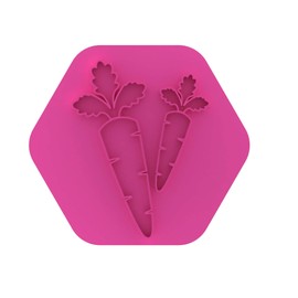 LissieLou Pair of Easter Carrots Cookie Stamp Happy Easter Icing Fondant Embosser - Light Pink