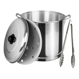 VAP2000 Ollla Vaporera Tamalera De Aluminio 45cm 50 Litros Con Tapa