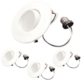 Diodesy- 4 Inch Retrofit Gimbal LED Recessed Light 650LM 9W (65W Equivalent) 3000K Soft White Dimmable Directional Angled Trim Adjustable Ceiling Downlight Rotatable Eyeball Lens Can Light Pack of 4