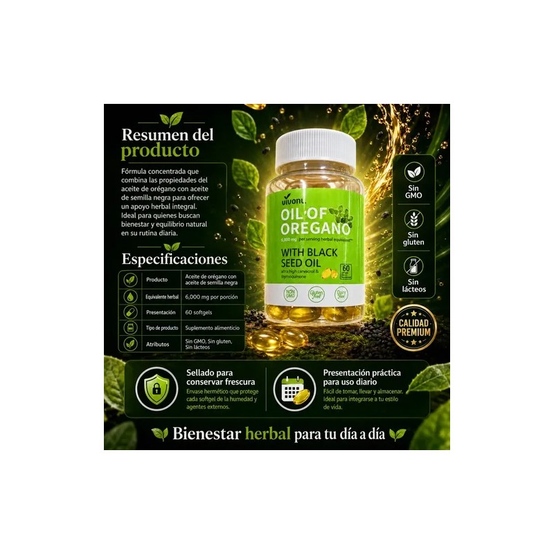 Aceite De Orégano Herbal En Cápsulas Blandas