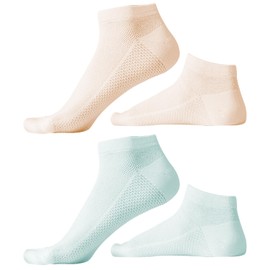 REEKNOKOL 2 Pairs Ankle Trainer Socks Womens, Comfortable Ankle Socks No Show Socks Invisible Socks Casual Socks No Show Ankle Socks for Ladies and Girls (Pink+Blue)