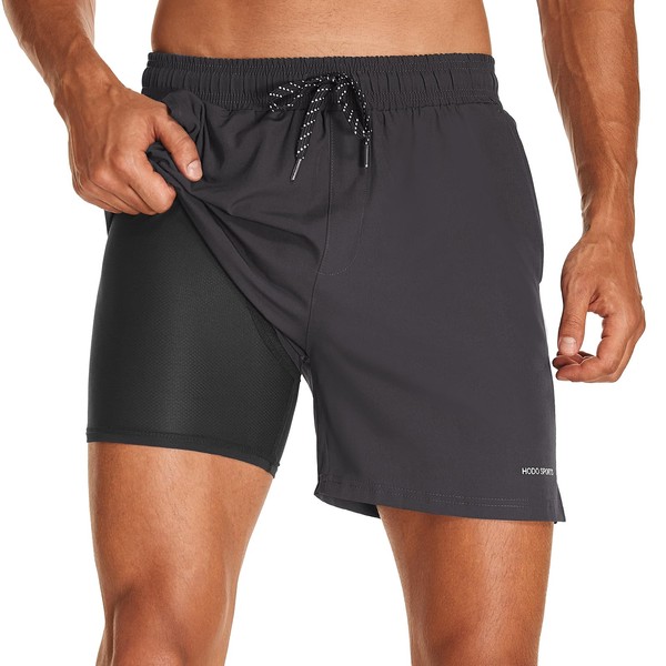 HODOSPORTS Mens Swim Trunks 5" Inseam Quick Dry Swimsuit with