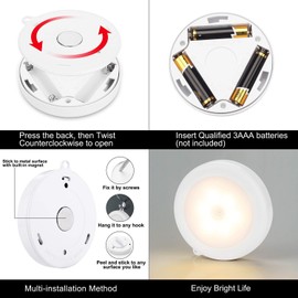 YL TRD Pack de 6 Luz de Sensor de movimiento Luz de Noche LED con batería inalámbrica para el hogar, la cocina, el pasillo, el gabinete, el armario, las escaleras, el baño (6)