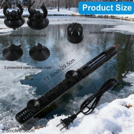 VIHOSE 3 Pcs 300w Outdoor Pond Heater Small Submersible Tank Heater for Small Outdoor Ponds, with Long Cable Wire 2 Suction Cups
