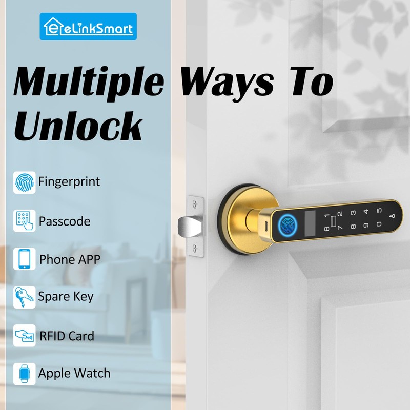 Fingerprint Keyless Entry Bedroom Door Lock with Code RFID Card