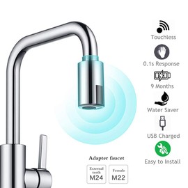 Vvciic Kitchen Sink Mixer Tap, Automatic Sensor Non-Contact Sink Tap, Sensitive Intelligent Infrared Sensor Adapter, Tap Mixer, Water-Saving, Non-Contact
