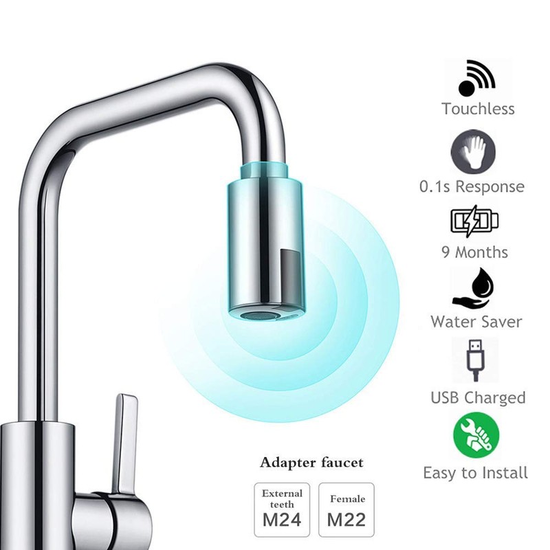 Vvciic Kitchen Sink Mixer Tap, Automatic Sensor Non-Contact Sink Tap,