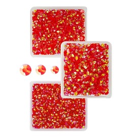 qiipii Red AB Resin Rhinestones for Crafting 3mm 4mm 5mm Flatback Jelly Stones Bulk SS10 SS16 SS20 Diamonds Crystals Gems Charms for Nails Face Eyes Makeup Body Tumblers Bottles Decor DIY Crafts Shoes