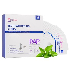 Carebest Teeth Whitening Strips, Peroxide Free, Non-Sensitive Formula Teeth Whitening Strips, Safe for Teeth Lubrication, 14 Whitening Sessions, Fresh Mint Flavour