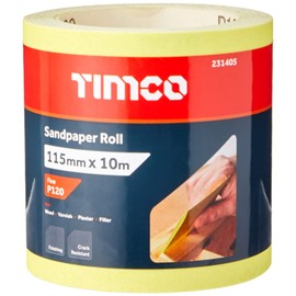 TIMCO 120 Grit Sandpaper Roll - Yellow -115mm x 10m