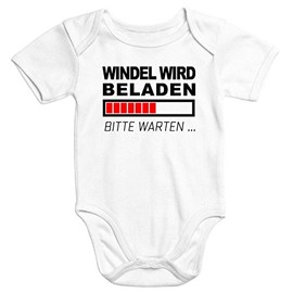 MoonWorks Funny Baby Bodysuit with German Print, Cotton, Short Sleeve - White