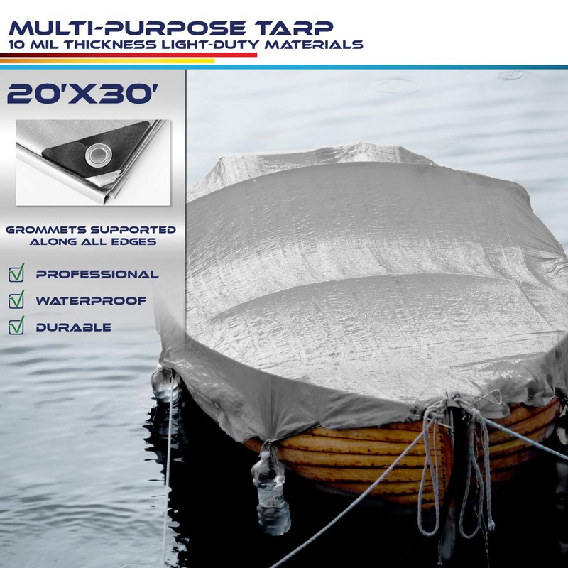 Windscreen4less 20' x 30' Heavy Duty 10 Mil Waterproof Silver