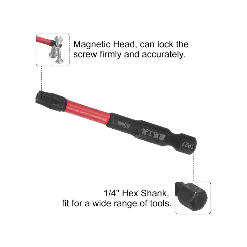HARFINGTON 2pcs Impact Tough Torx Drill Bit T27 2.6" Length