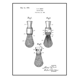Shaving Brush Patent Print Black Ink on White with Border (24" x 36") M15636