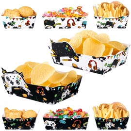 WERNNSAI 24 Pieces Snack Tray from Video Games - Snack Decorations for Gaming Birthday Parties for Boys Film Night Paper Trays for Food Game Popcorn Nachos
