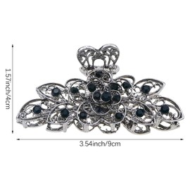 2 Pcs Women Retro Chic Rhinestone Alloy Fancy Hair Claw Jaw Clips Pins -Vintage Flowers Hair Catch Updo Grip Hair Accessories for Thick Hair（Blue Diamond）