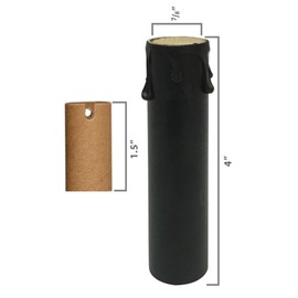 Royal Designs 4 Inch Candle Drip Sleeves Chandelier Socket Covers with Paper Insulation, Black, Set of 6