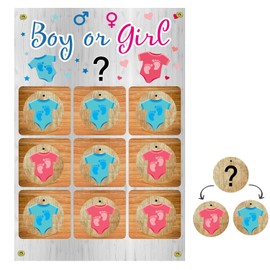Gender Reveal Tic Tac Toe Board Game for Boys or Girls - Ideal Party Supplies with Multiple Signs and Fun Ideas for Baby Shower