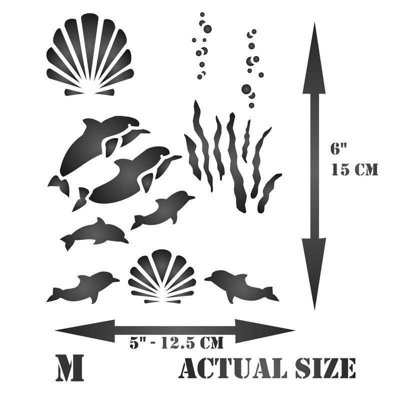 Dolphin Stencil - 12.5 x 15cm (M) - Reusable Sea