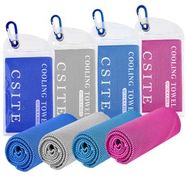 CSITE 4 Pack (47"x12") Cooling Towels for Neck and Face, Soft Breathable Ice Towel for Hot Weather, Yoga, Sport, Gym, Workout, Running, Fitness, Camping