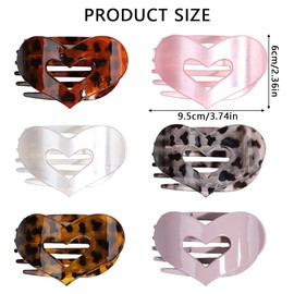 XFSRG 6 Stück Haarspangen Damen Herz Flache Geschwungenes Design Seitenclips Rutschfester Matte Haarklammer für alle Haartexturen(Multicolour C)