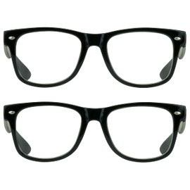 proSPORT Vintage Retro Inspired Reading Glasses +3.00 2 Pairs Black Frame Full Lens Reader for Men and Women