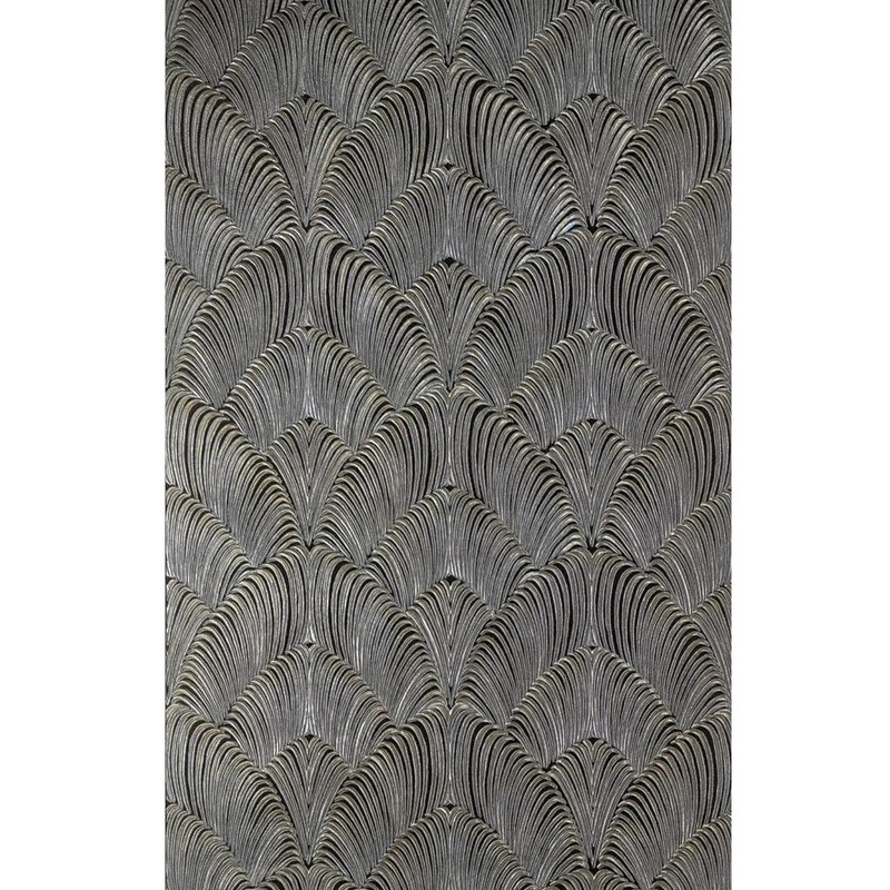 arthouse Wave Black Silver Gold Metallic Faux Fabric Textured Wallpaper