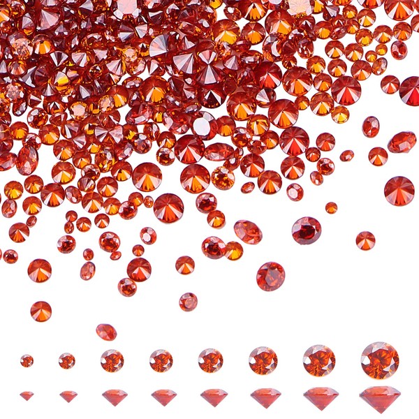 PandaHall Red Cubic Zirconia Stone, 1600 Pieces 8 Sizes 0.8~2.5mm