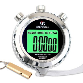 Stopwatch with Whistle, Stopwatch Sport Digital 2 Memory with Light Function and Mute Function for Swimmer Ralley
