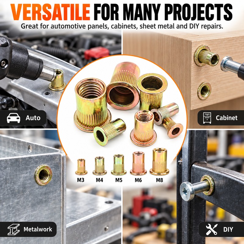 Manual Rivet Nut Gun for M3–M8 Threaded Inserts – Double-Handle