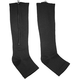 Cheeroyal - 1 par de calcetines de compresión de pantorrilla ancha con cierre, 15 a 20 mmHg para mujeres y hombres, reduce la hinchazón y el dolor, enfermeras, correr embarazadas, viajes (5XL, negro)