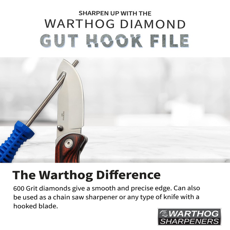 Warthog Gut Hook File - 600 Grit Diamond Rod, Ideal