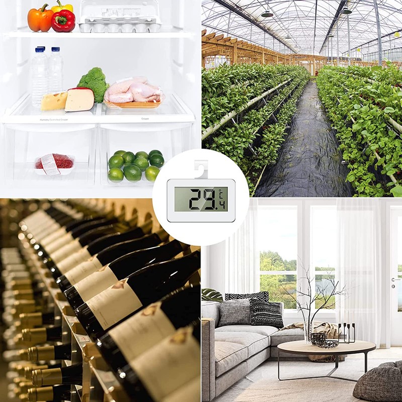 Digital Refrigerator Thermometer, Thermometer Refrigerator with LCD Display and Frost