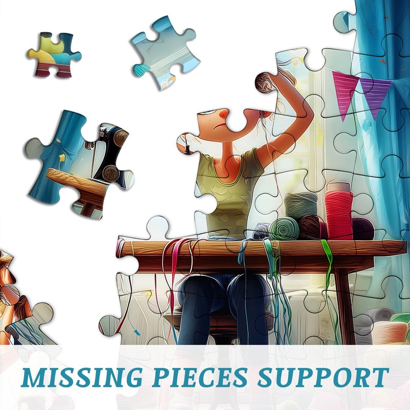 Sewing Machine Jigsaw Puzzle 1000 Pieces for Adults, PICKFORU Woman