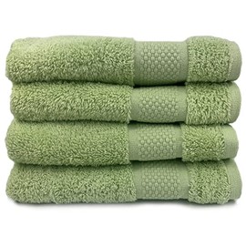 Sue Rossi Organic Turkish Cotton Guest Towels Set Of 4, Kitchen Or Bathroom Pack, Size 30cm x 50cm, Soft, Fluffy & Absorbent 600gsm Towel (Sage Green, 4)