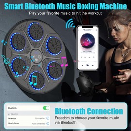 Music Boxing Machine, Intelligent Bluetooth Interactive Wall Mounted Boxing with Gloves, Boxing Music Trainer, Suitable for Indoor Boxing at Home
