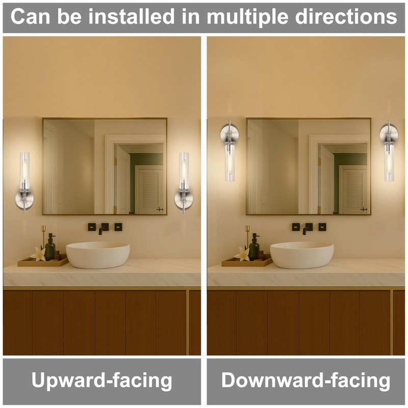 Brushed Nickel Bathroom Vanity Light, Wall Sconces Set of 2