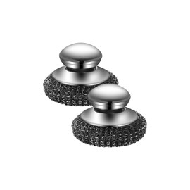 Steel Wool Scrubber, Stainless Steel Scourers with Handle, Stainless Steel Scrubber Dish Brush, Detachable Heavy Duty Dish Brush Pot Scrubber, for Cleaning Kitchen Pots Pans Grills Sink