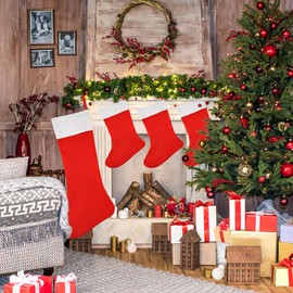 Krilira 38 Inches Large Felt Christmas Stockings Party Decoration, Giant Christmas Stocking, Jumbo Christmas Stocking Xmas Holiday Tree Decor(1 Pack) (15 Inches - 4 Pack)