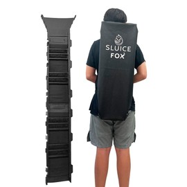 Sluice Fox Portable Expandable Sluice Box for Gold Mining and Prospecting; Includes miner's moss, Hungarian style riffles, and deep V riffles. 53-Inch Length Double Sluice Box with Flare (Black)