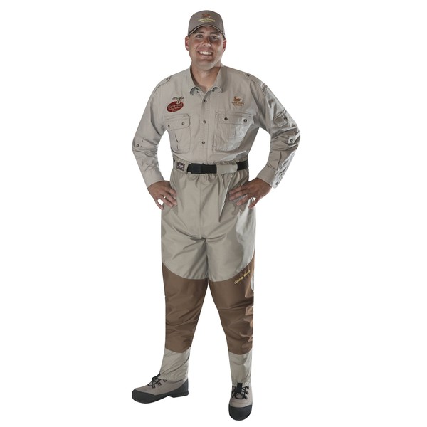Caddis Men's Attractive 2-Tone Taupe Deluxe Breathable Stocking Foot Waist-High Wader, Small