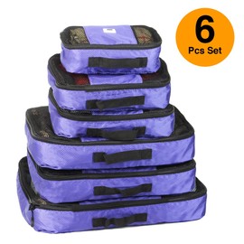 ANSIO Packing Cubes for Suitcase, Travel Luggage Organiser Set, Travel Cubes, Suitcase Organiser bags, Value Set for Travel and Home Storage, Small, Medium, Large, XL - (6 Piece Set) - Purple