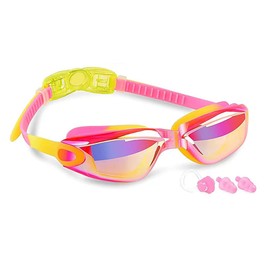 Lalapala Swim Goggles, Children's Swimming Goggles, Swimming Goggles, 3-14 Years Old, Water Glasses, UV Protection, Anti-Fog, UV Protection, Antibacterial, Leak Proof, Lightweight, Clear, Adjustable