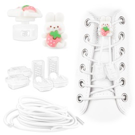 SULPO 2-in-1 Set of Laces Charms with White Elastic Laces without Tying - Laces Decoration - Laces Pendant for Children and Adults - Shoelaces Clips, Bunny