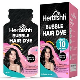 Shampoo Colorante en Espuma Herbishh 3 en 1 – Cubre Canas 100% en 15 Minutos | Tinte Permanente Instantáneo para Hombres y Mujeres | Negro Natural | S