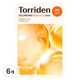 Torriden Cellmazing Vita C Brightening Mask, 1 Pack, 6 Packs / 토리든 셀메이징 비타C 브라이트닝 마스크, 1개입, 6개