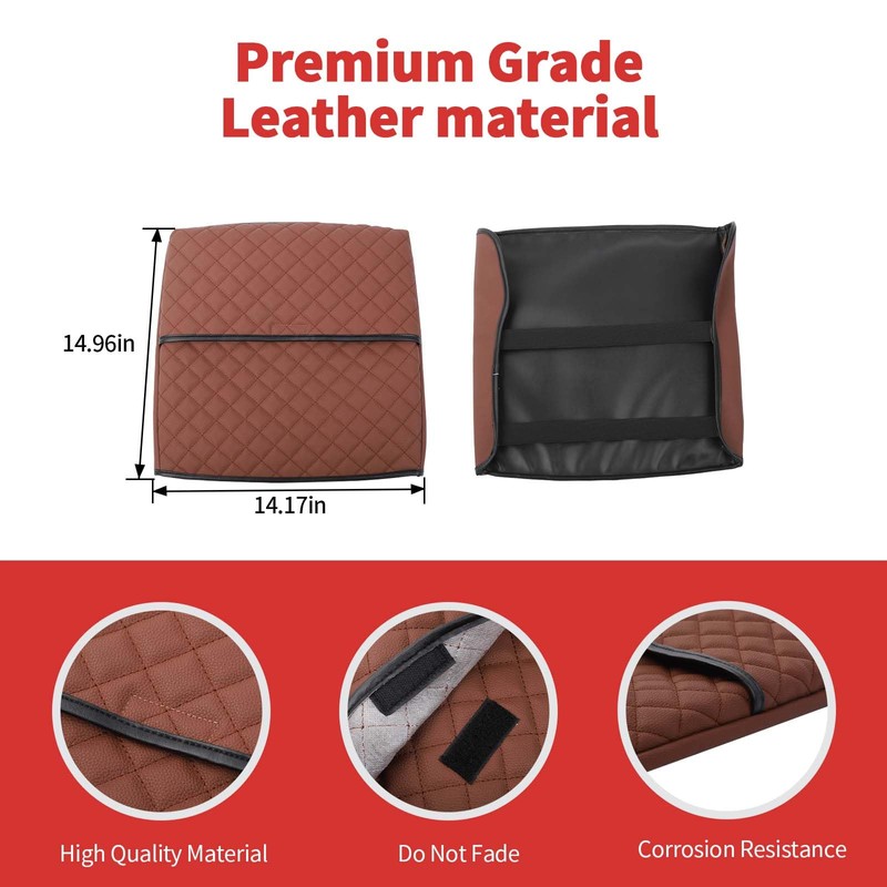 SQQP PU Leather Center Console Cover Armrest Cushion Fit for