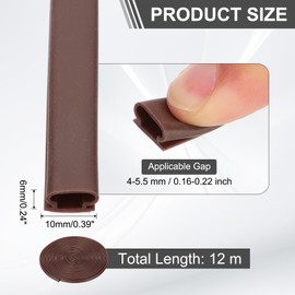 PATIKIL 39 Feet Rubber Weather Stripping Door Seal Strip, Self-Adhesive Door Insulation Weather Strip Soundproofing D Shape Seal for Frame Large Gap, Brown