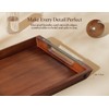 Dofira Acacia Wood Serving Tray with Metal Handles, 17x13in Food